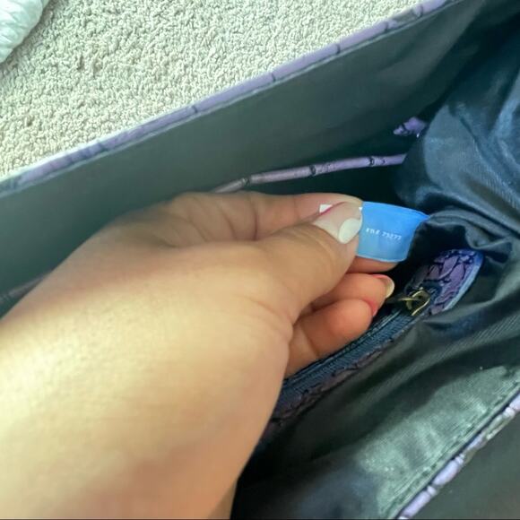 The Emily Bag Chic Purple Croc Embossed Top Handle Mini Satchel Gold Turn Lock - Picture 9 of 15